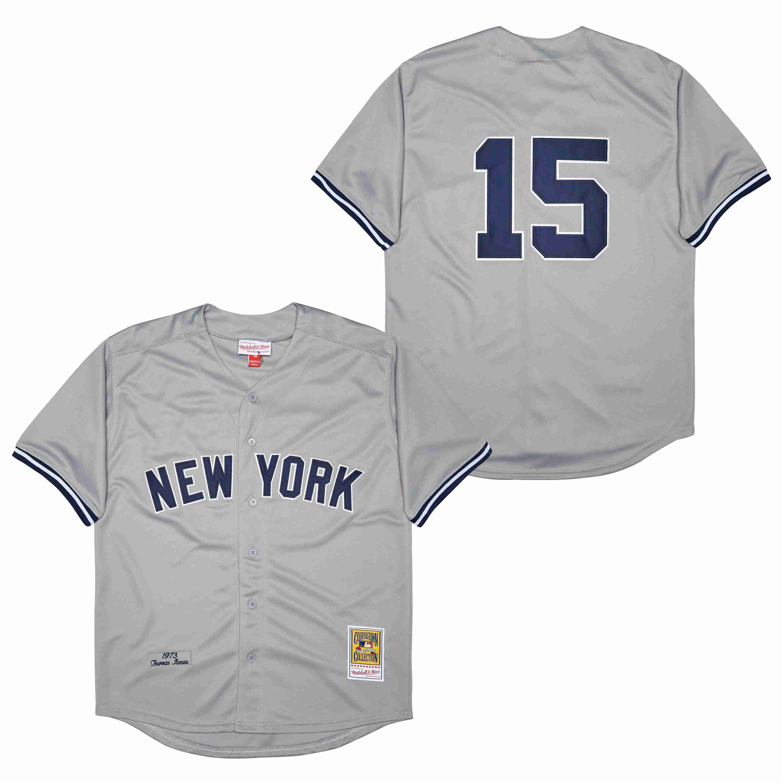 Cheap Men New York Yankees 15 No name Grey 1973 Throwback MLB Jerseys